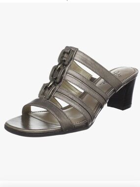 •LIFESTRIDE• “Stand Up” BLACK slip on sandals with block heel // NIB